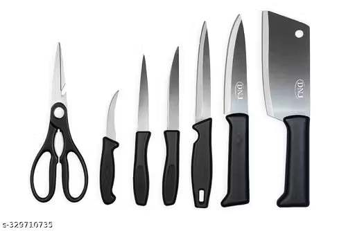 DNJ ORIGINAL knife set kitchen Knife and knives Set with sharpe edge, Stainless Steel quality 6 Knifes, SCISSOR for Kitchen use Knife Set for Kitchen with stand,.//(pack of 7)
